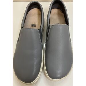 Birkenstock gray leather Oswego slip-on shoes. Size 38